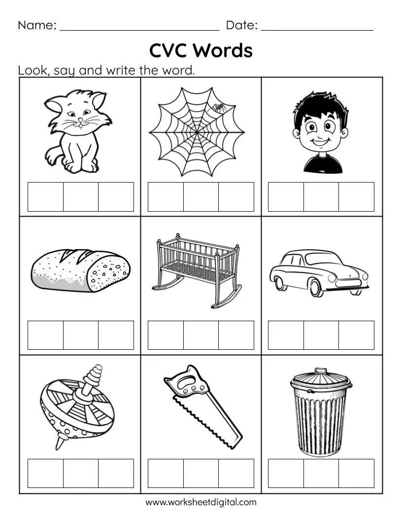 Cvc Worksheets For Kindergarten Printable