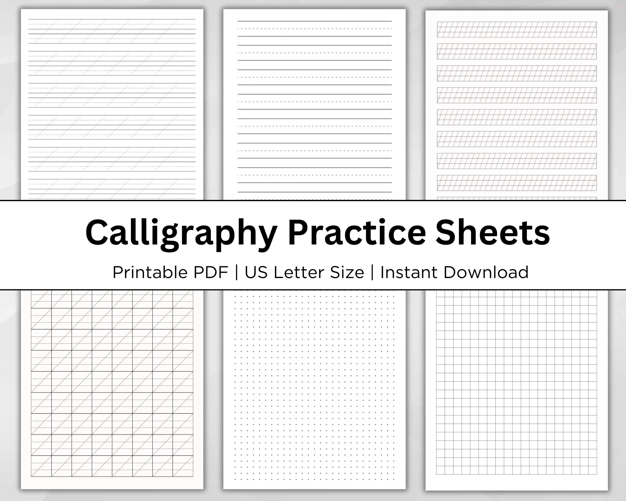 Buy Printable Calligraphy Practice Sheets Templates Calligraphy 