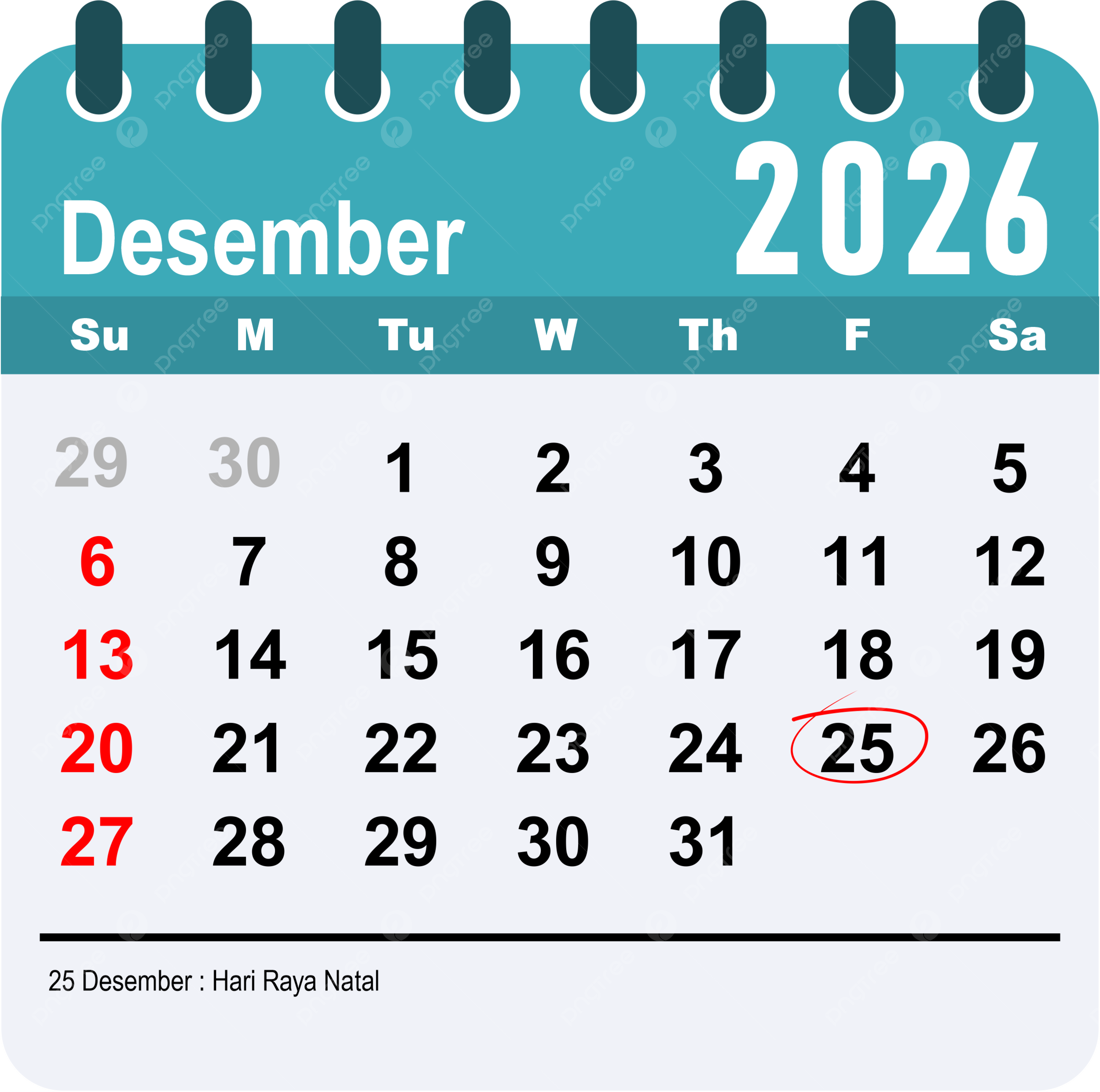 Printable Office December 2026 Calendar