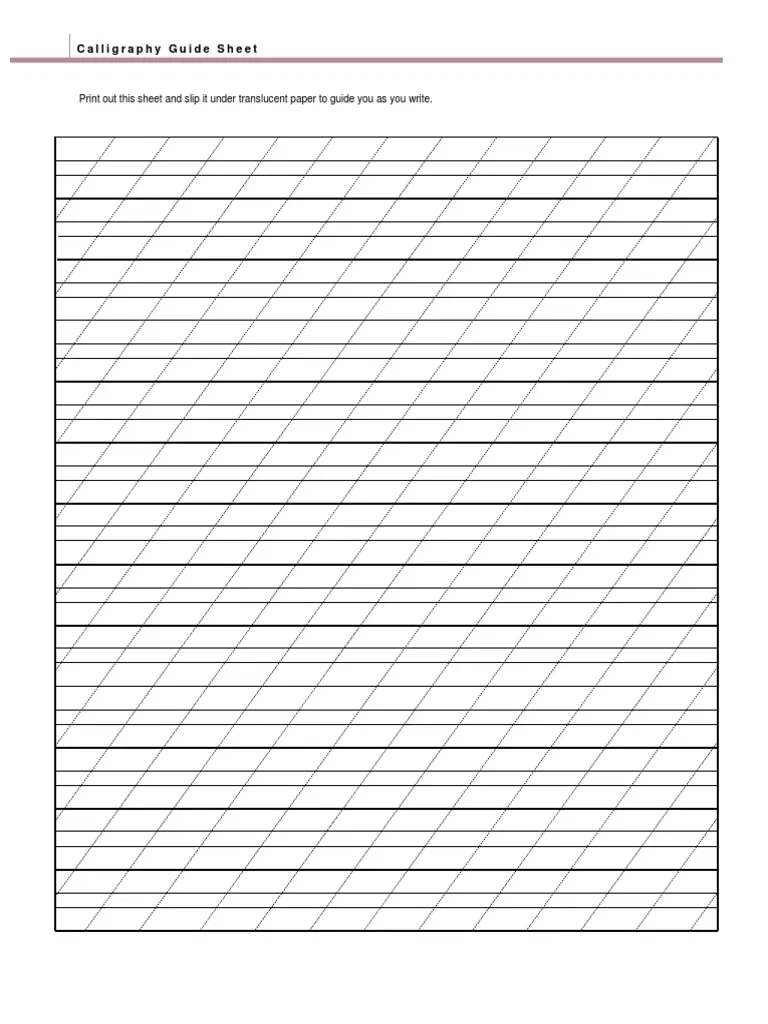 Calligraphy Guide Sheet PDF Stationery Printing