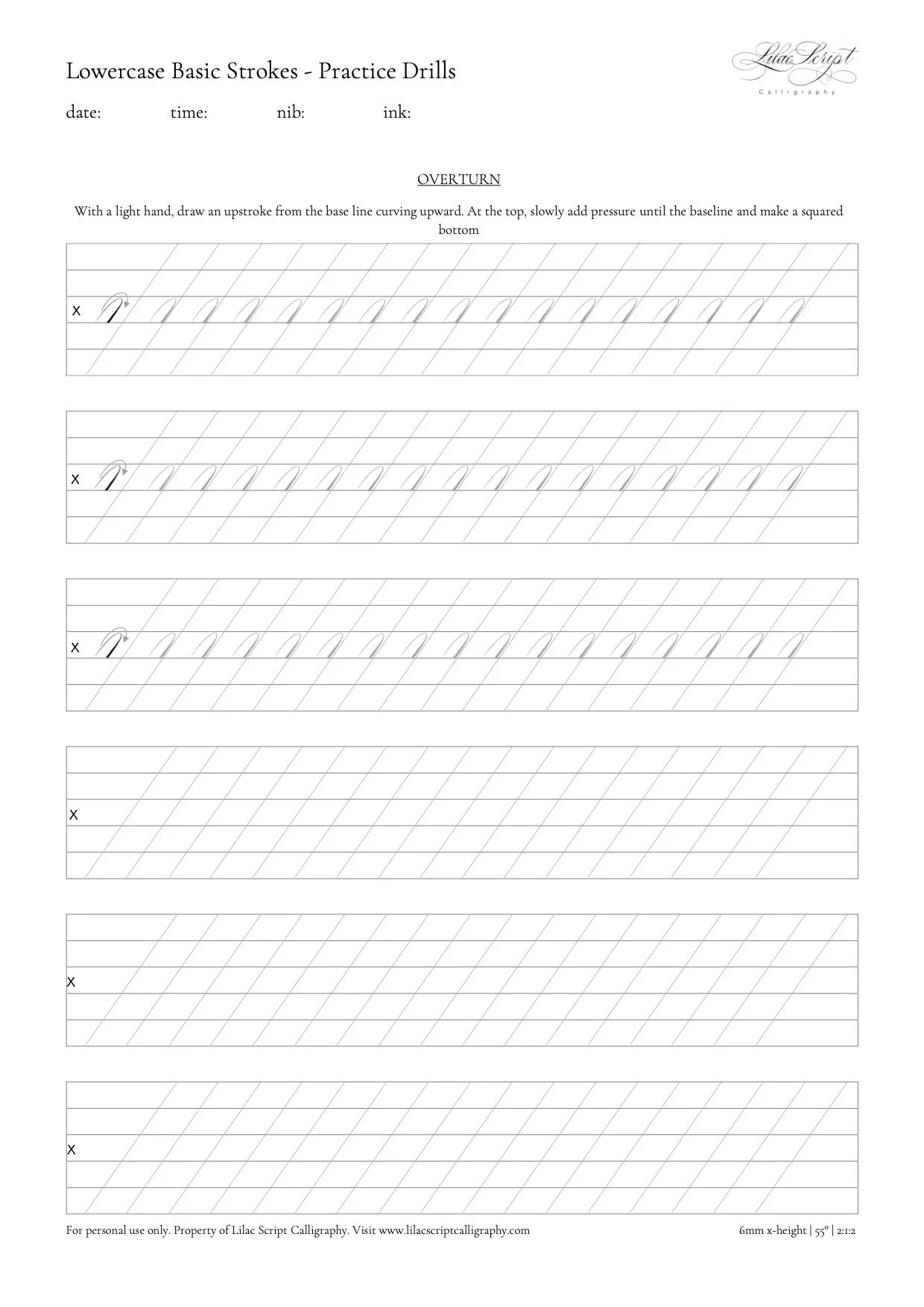 Calligraphy Worksheets And Other Resources Lilac Script 