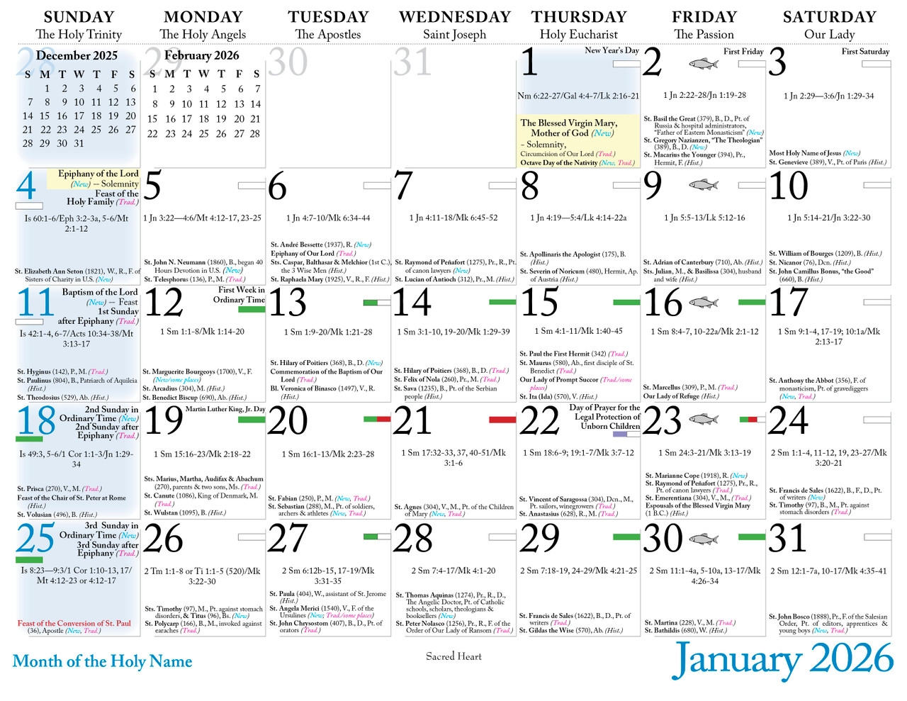 Catholic Liturgical Calendar 2026 Sacred And Immaculate Hearts