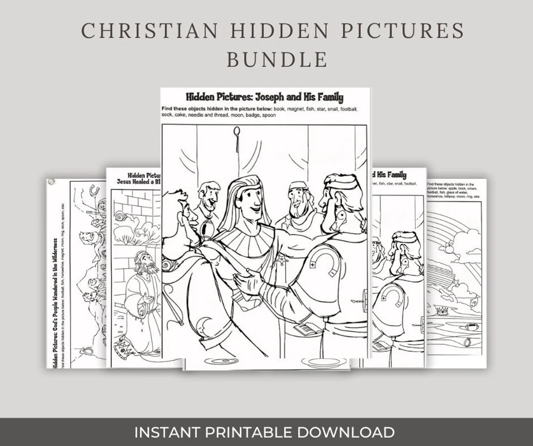 Christian Hidden Pictures Bible Activity Worksheets digital 