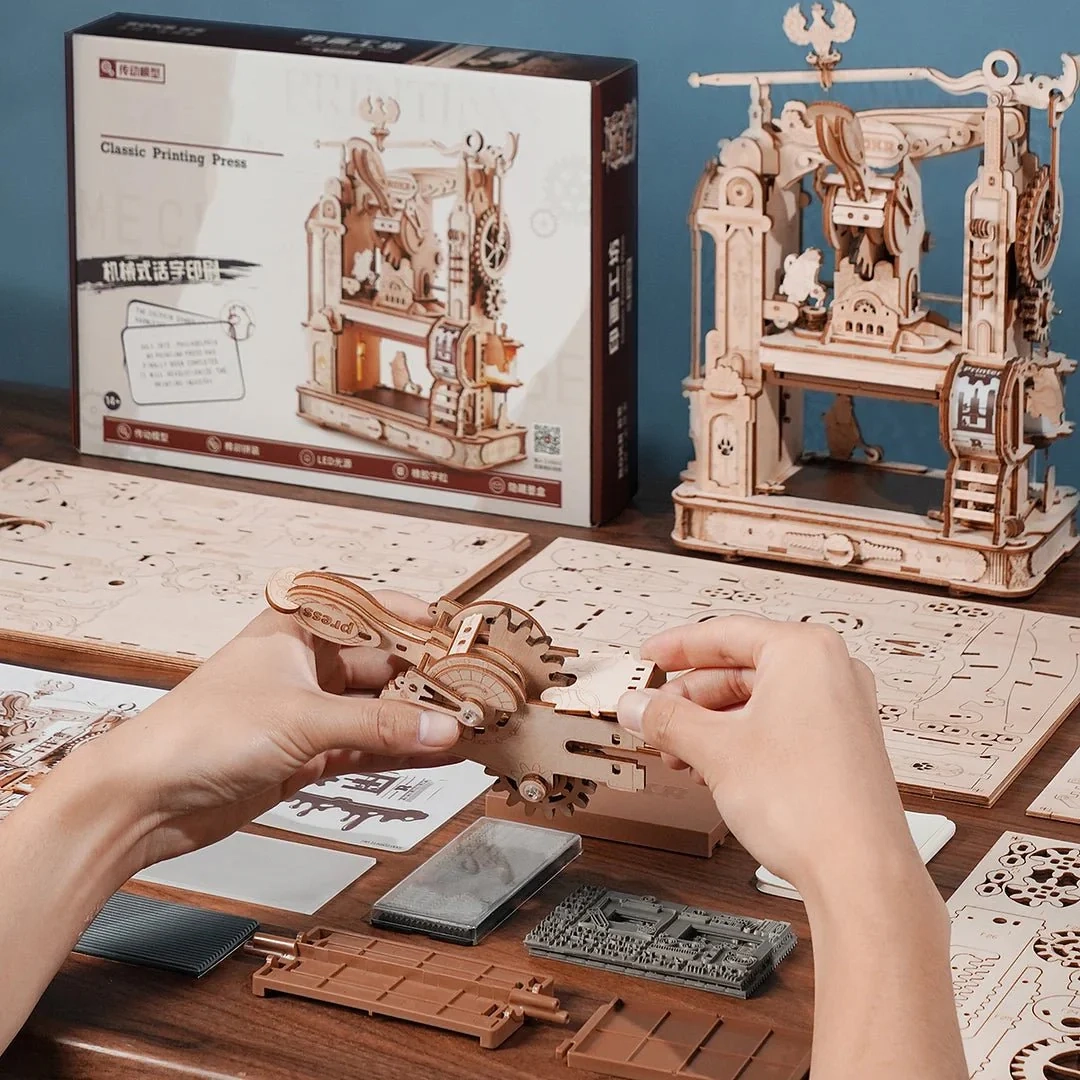 Classic Little Bears Printing Press DIY 3D Wooden Puzzle DIYative 