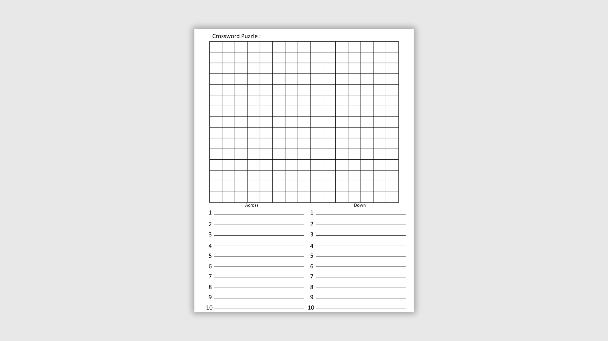 Crossword Template Printable