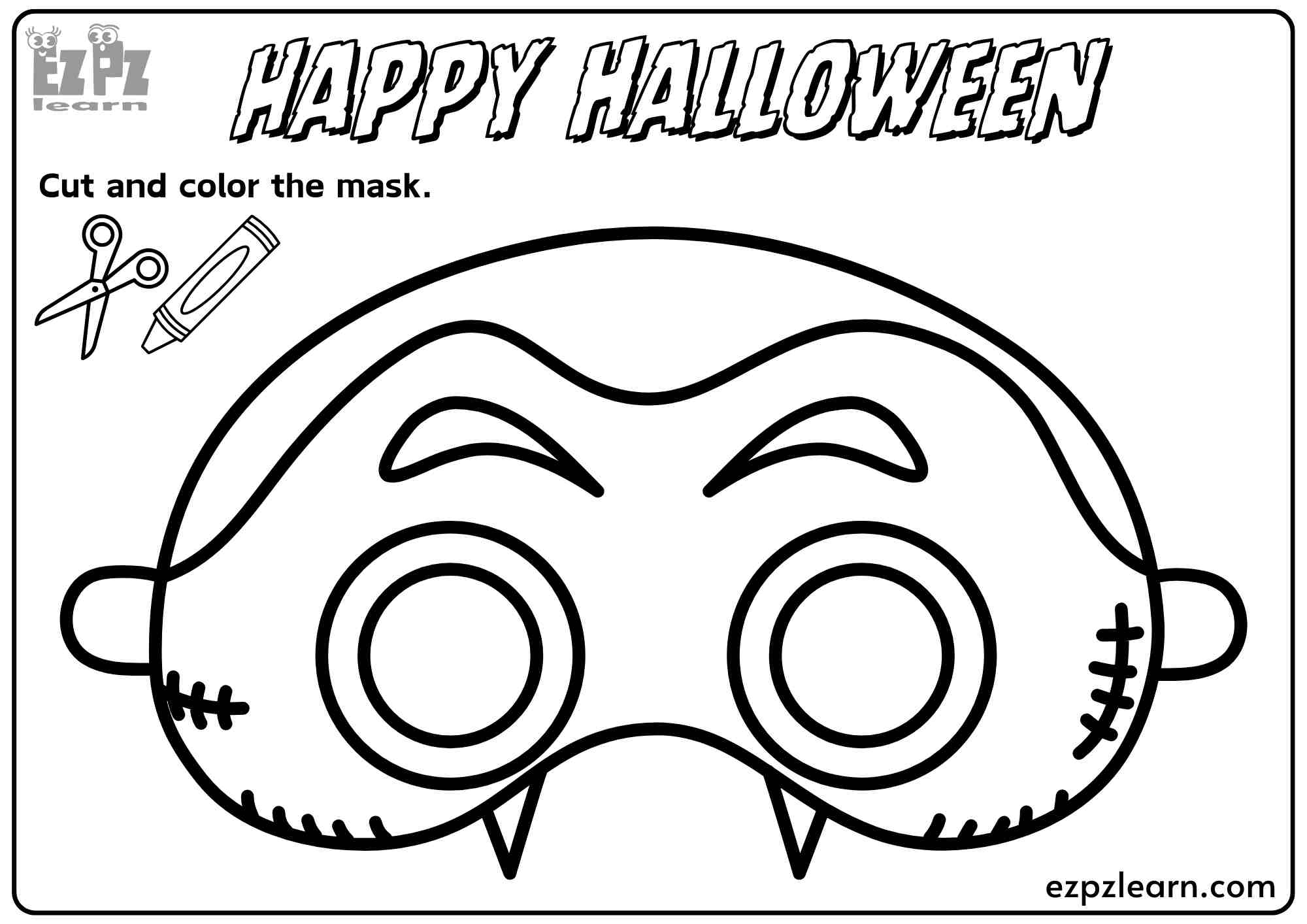 Cut And Color Vampire Halloween Mask Craft Fun Halloween 