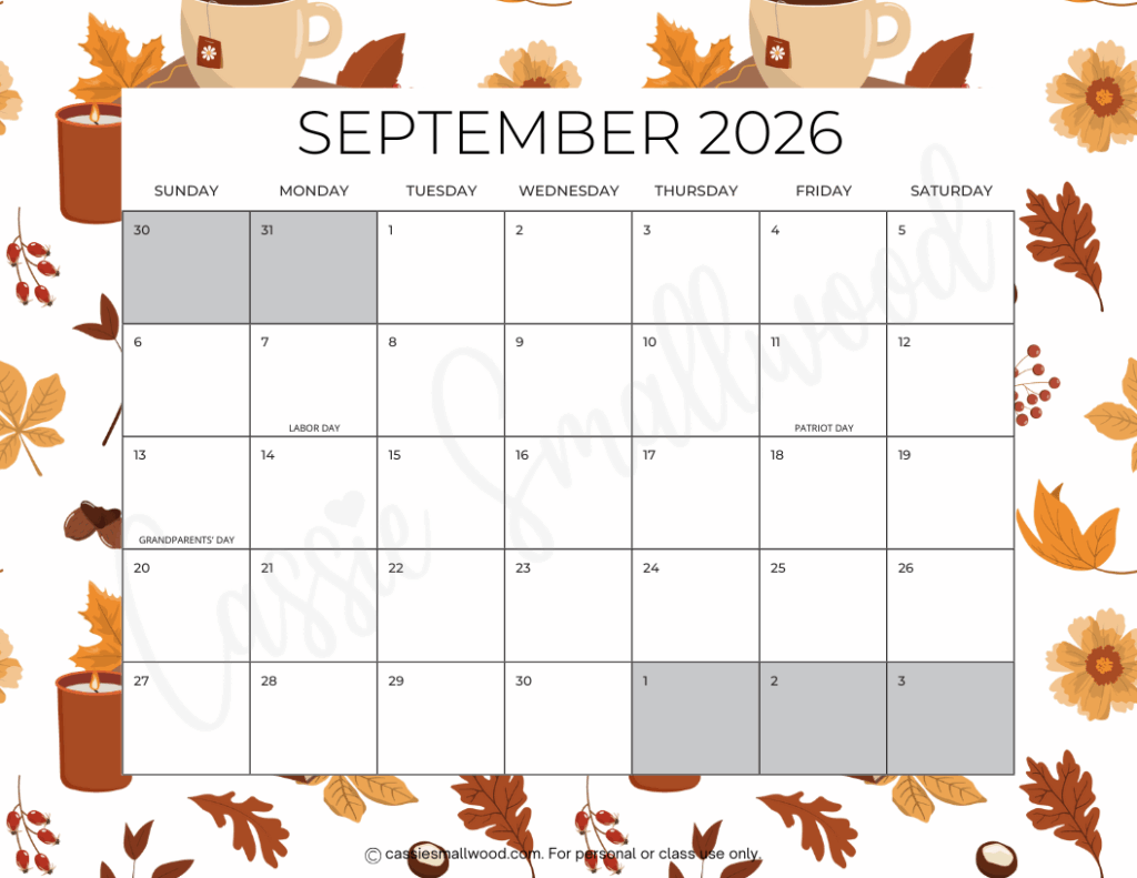 Cute Free Printable 2026 Monthly Calendar Blank amp With Holidays 