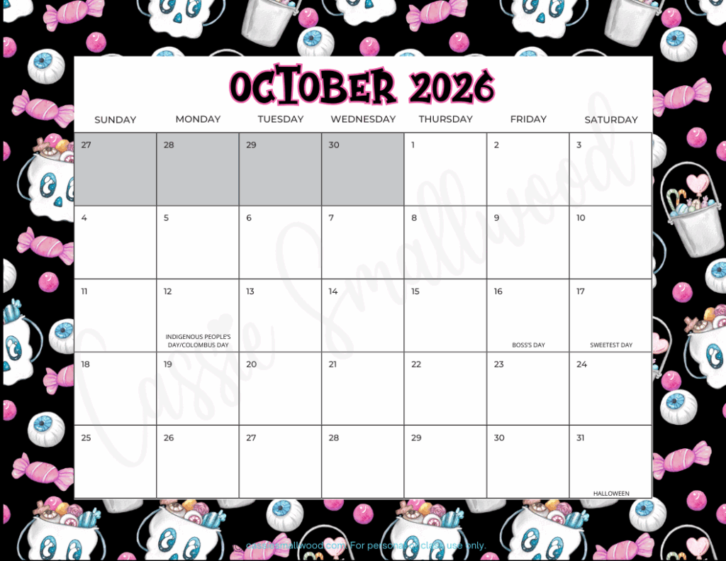 2026 Blank Monthly Calendar With Holidays