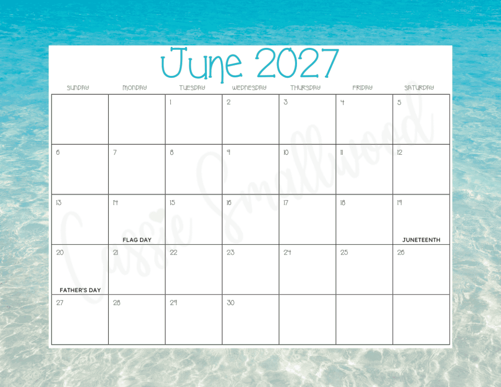CUTE Free Printable 2027 Monthly Calendar Cassie Smallwood