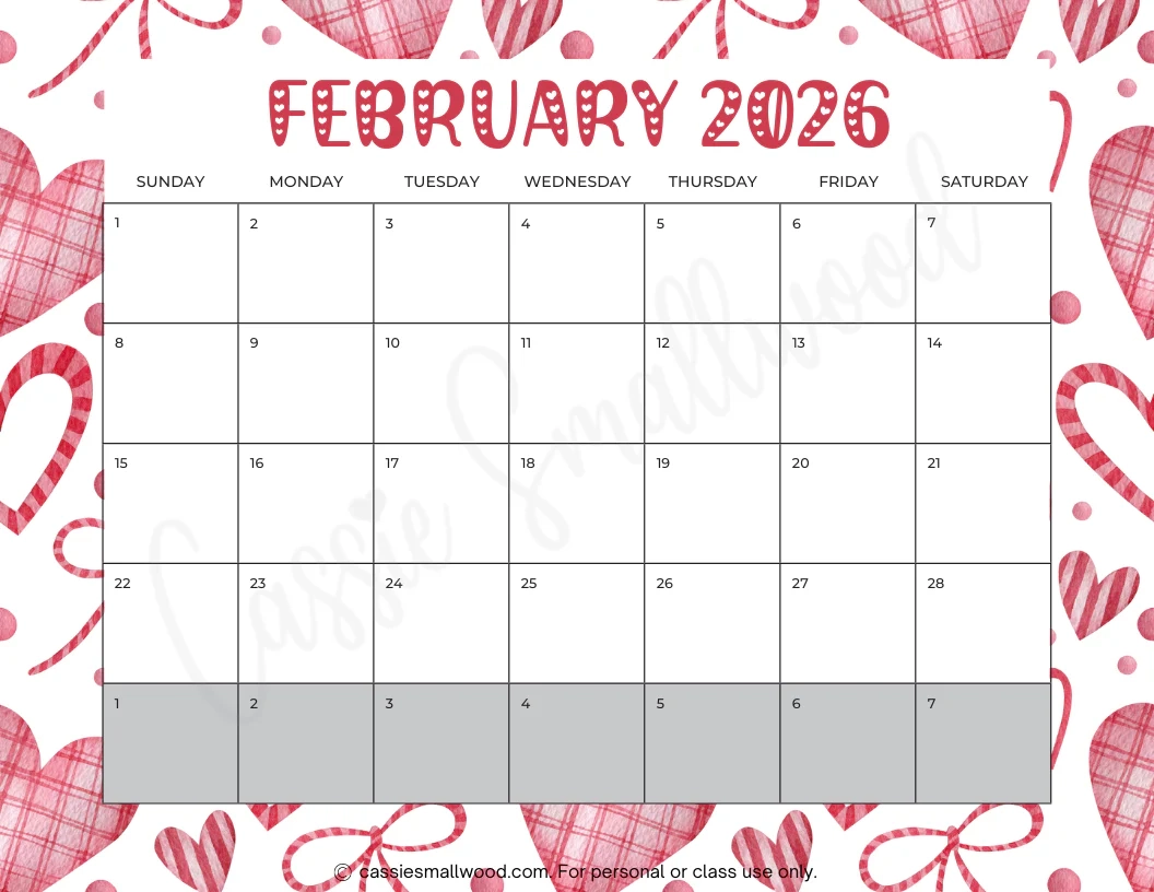 Calendar 2026 Printable Monthly