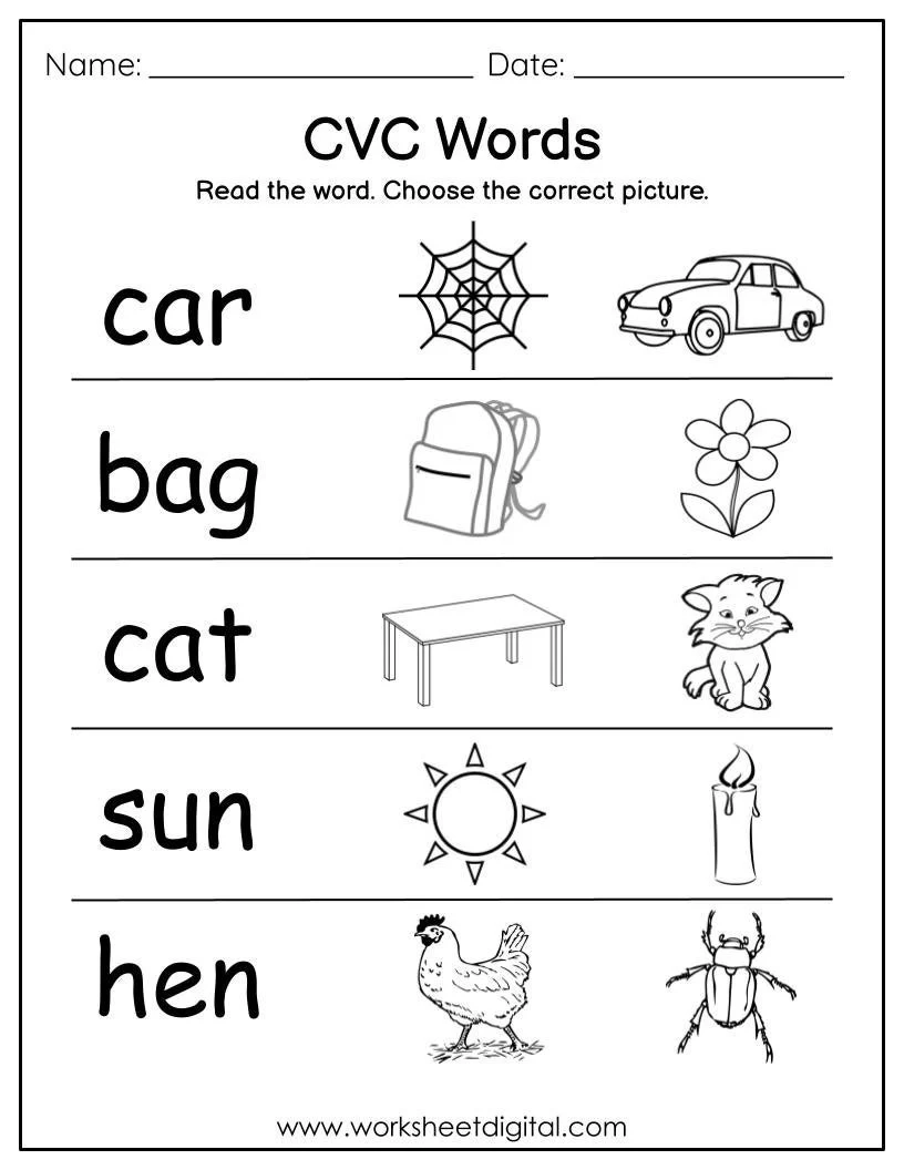 CVC Words Phonics Arbeitsbl tter Kindergarten Lesen amp W hlen 