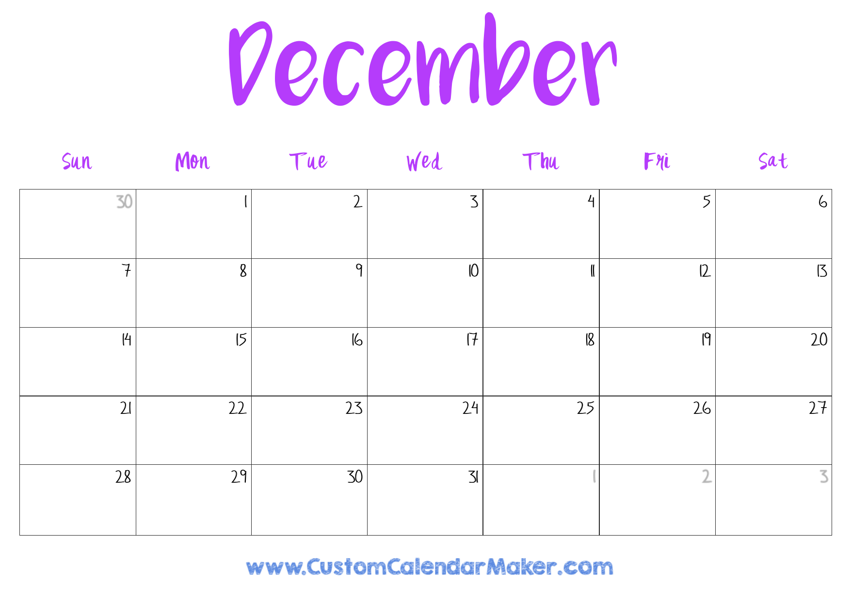 December Printable Calendar From Browser