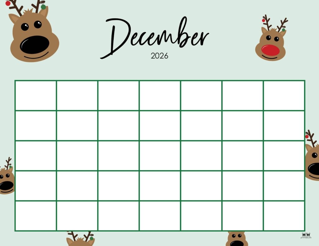 December Calendar 2026 Printable Coloring Page