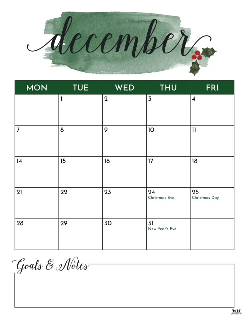Calendar December 2026 Printable Cute