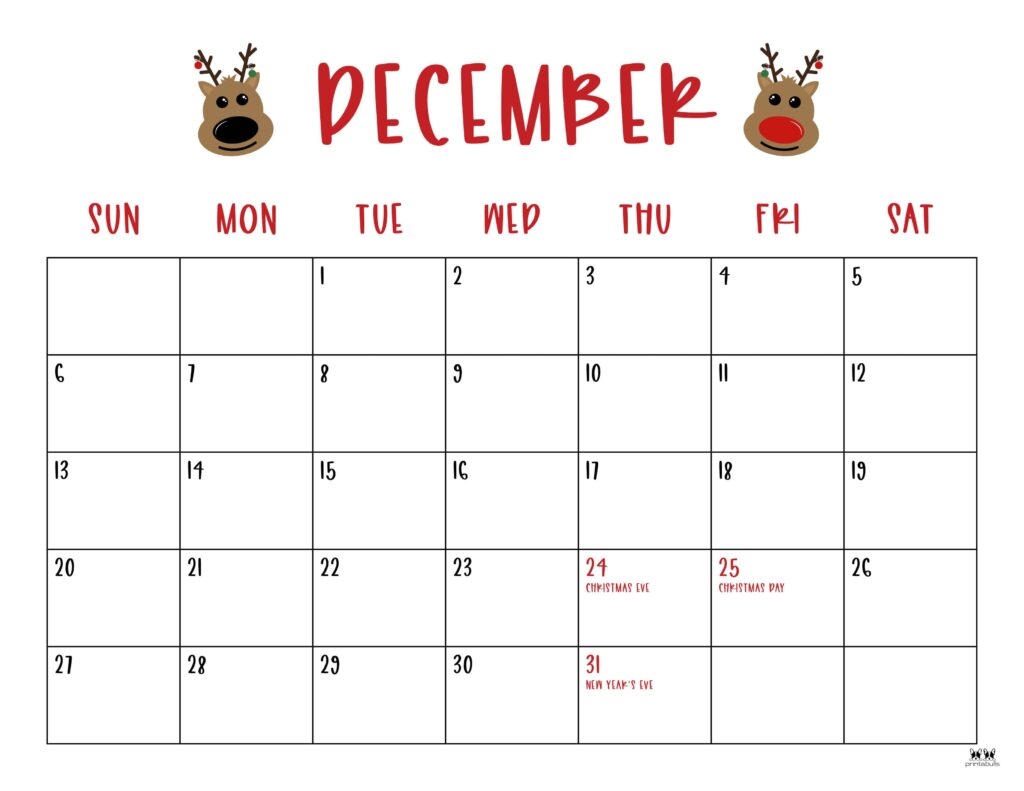 December 2026 Calendars 123 FREE Printables Printabulls