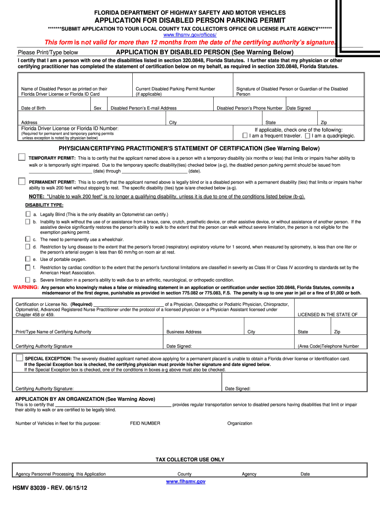 Disabled Parking Permit Form Fill Out amp Sign Online DocHub