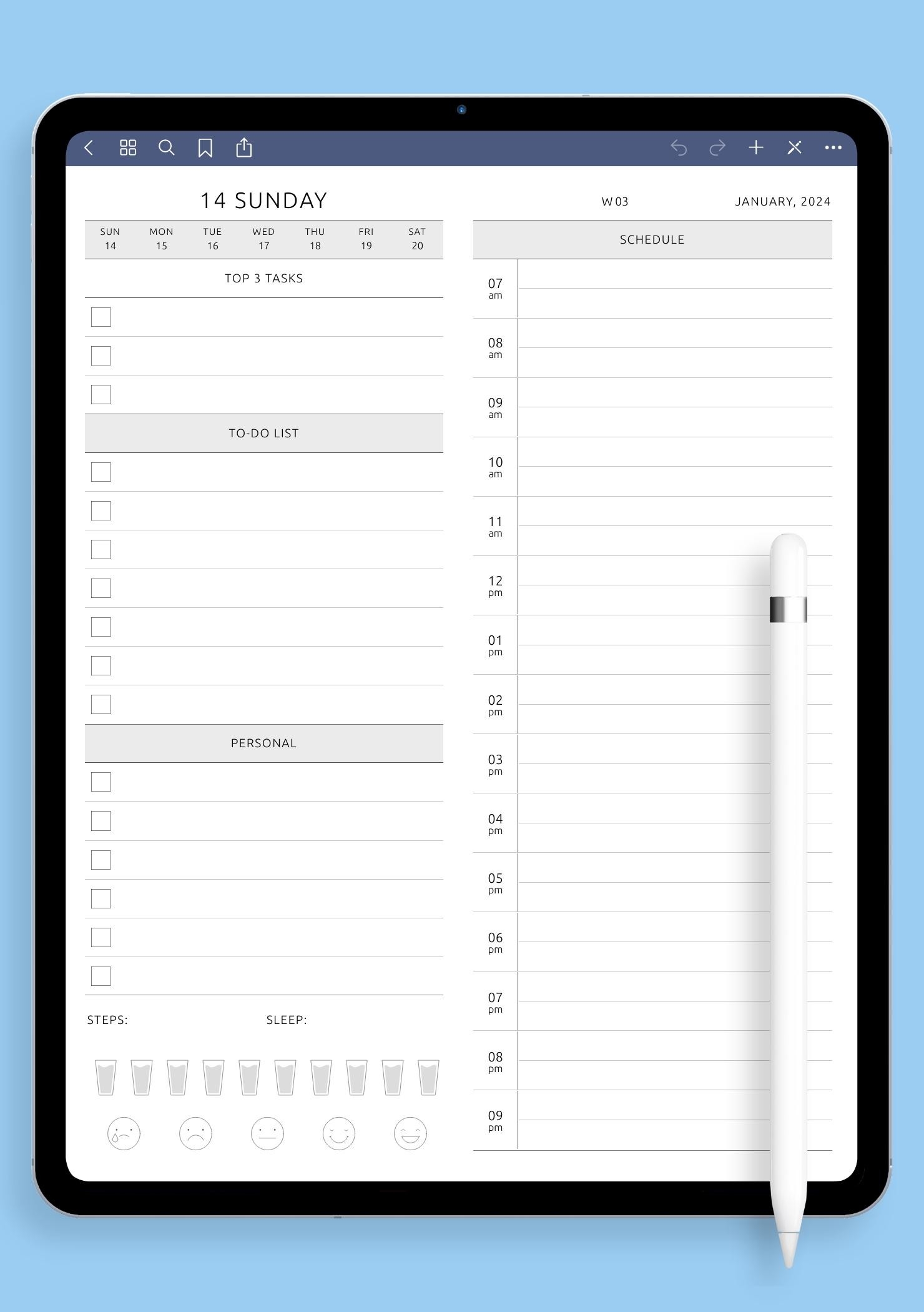 Download Printable Daily Planner Template With Mood And Water 