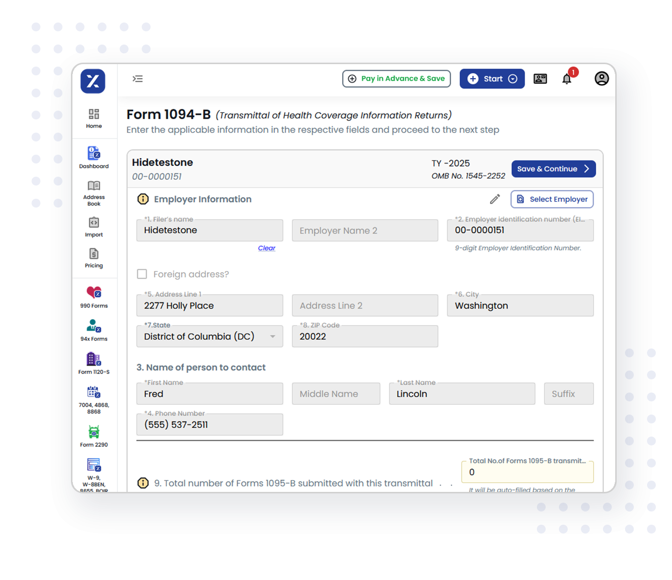 E File Form 1095 B amp 1094 B For Your Business TaxZerone 