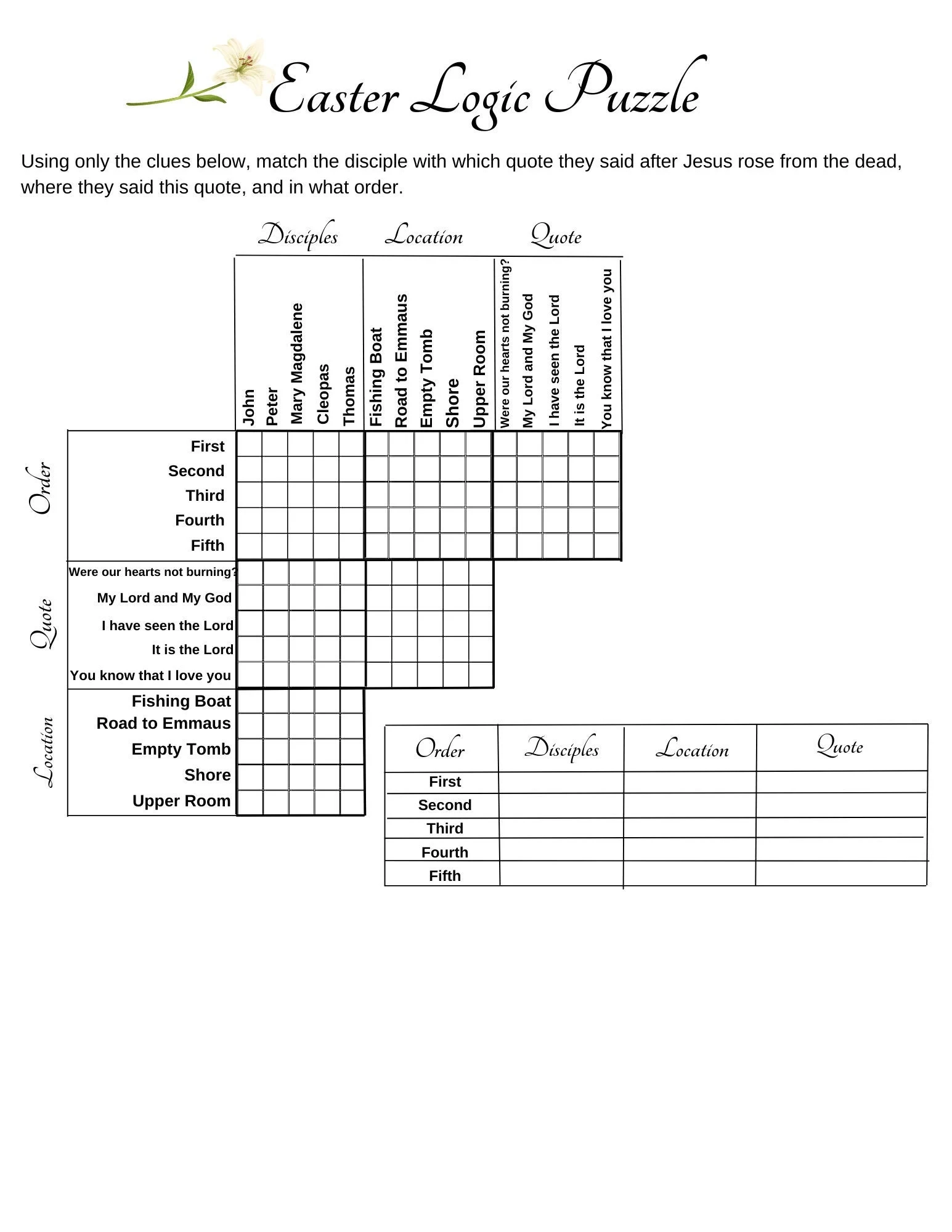 Printable Logic Puzzles For Adults