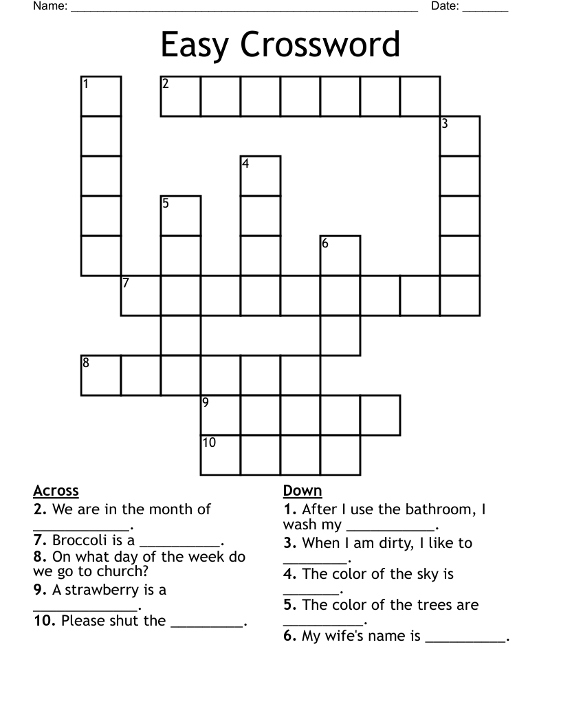 Easy Crosswords Puzzles Printable
