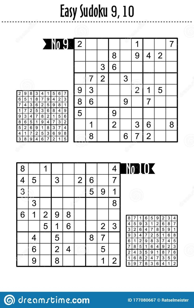 Easy Level Sudoku Puzzles 9 10 Stock Vector Illustration Of 