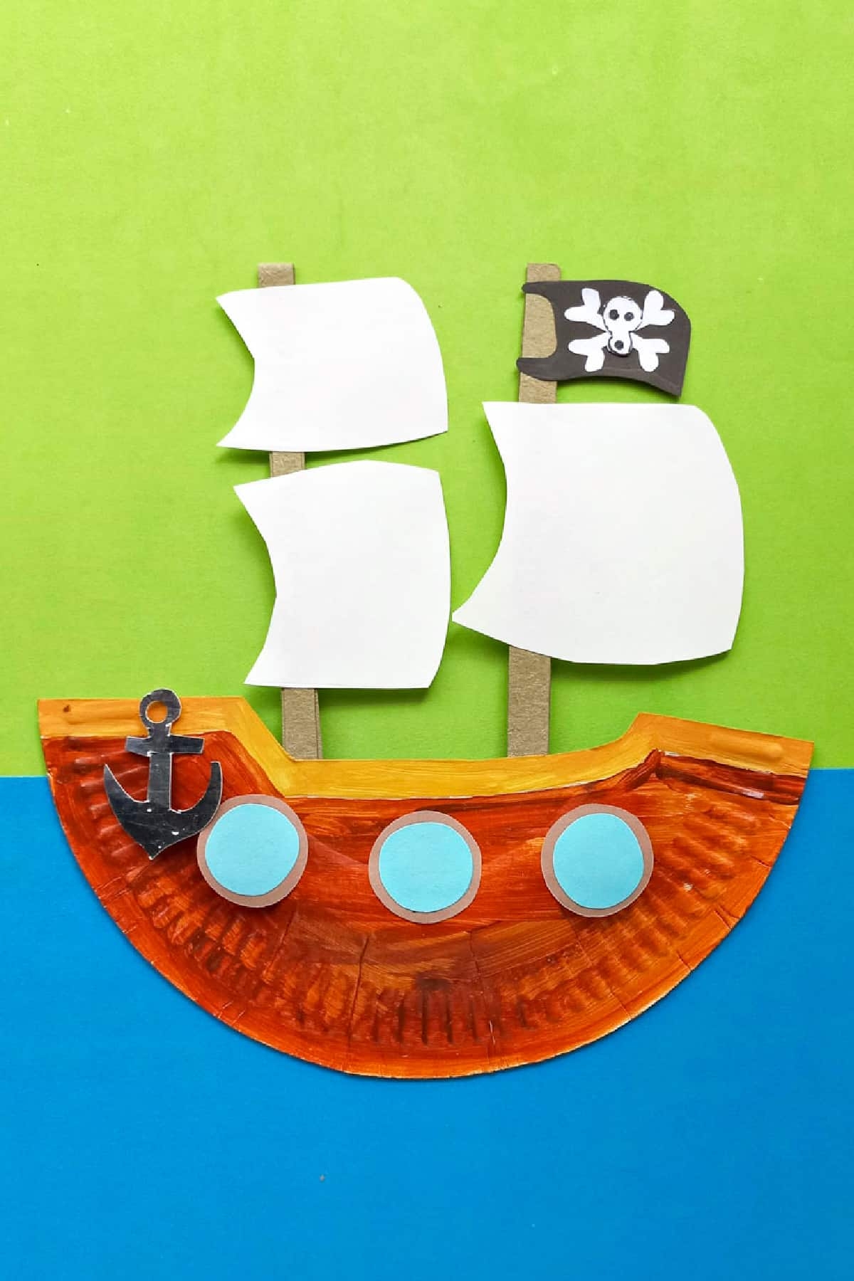 Easy Paper Plate Pirate Ship Craft For Kids Made With HAPPY
