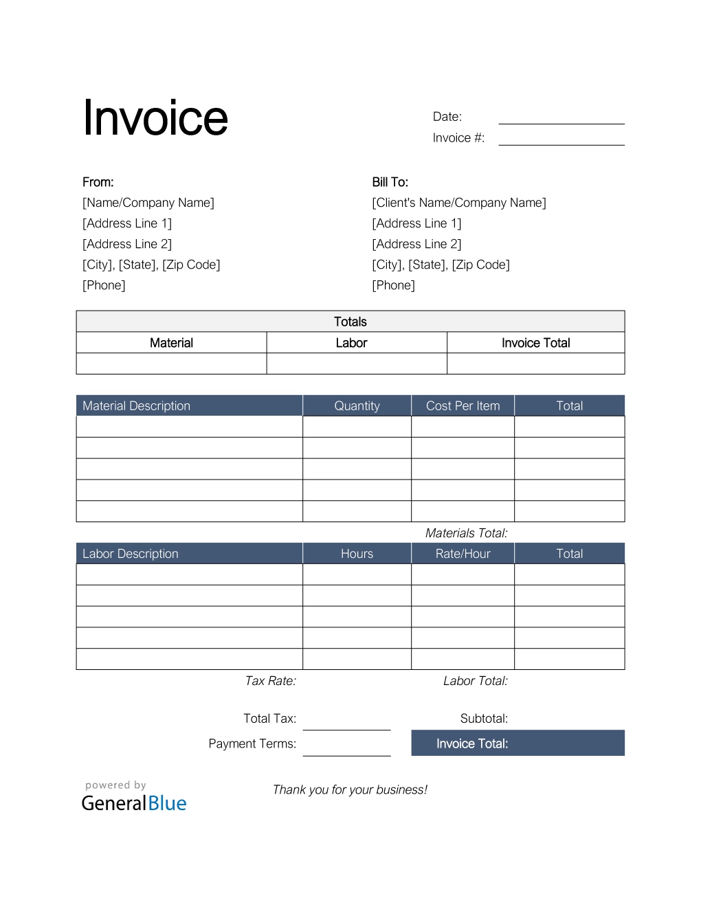 Free Invoice Template Printable