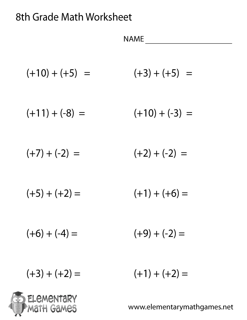 Free Math Worksheets Printable 8th Grade