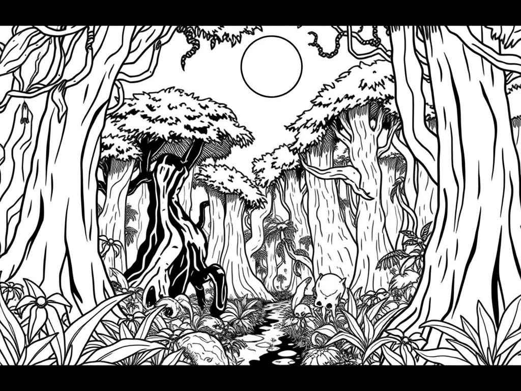 Enchanted Forest Coloring Page Free Printable Coloring Page