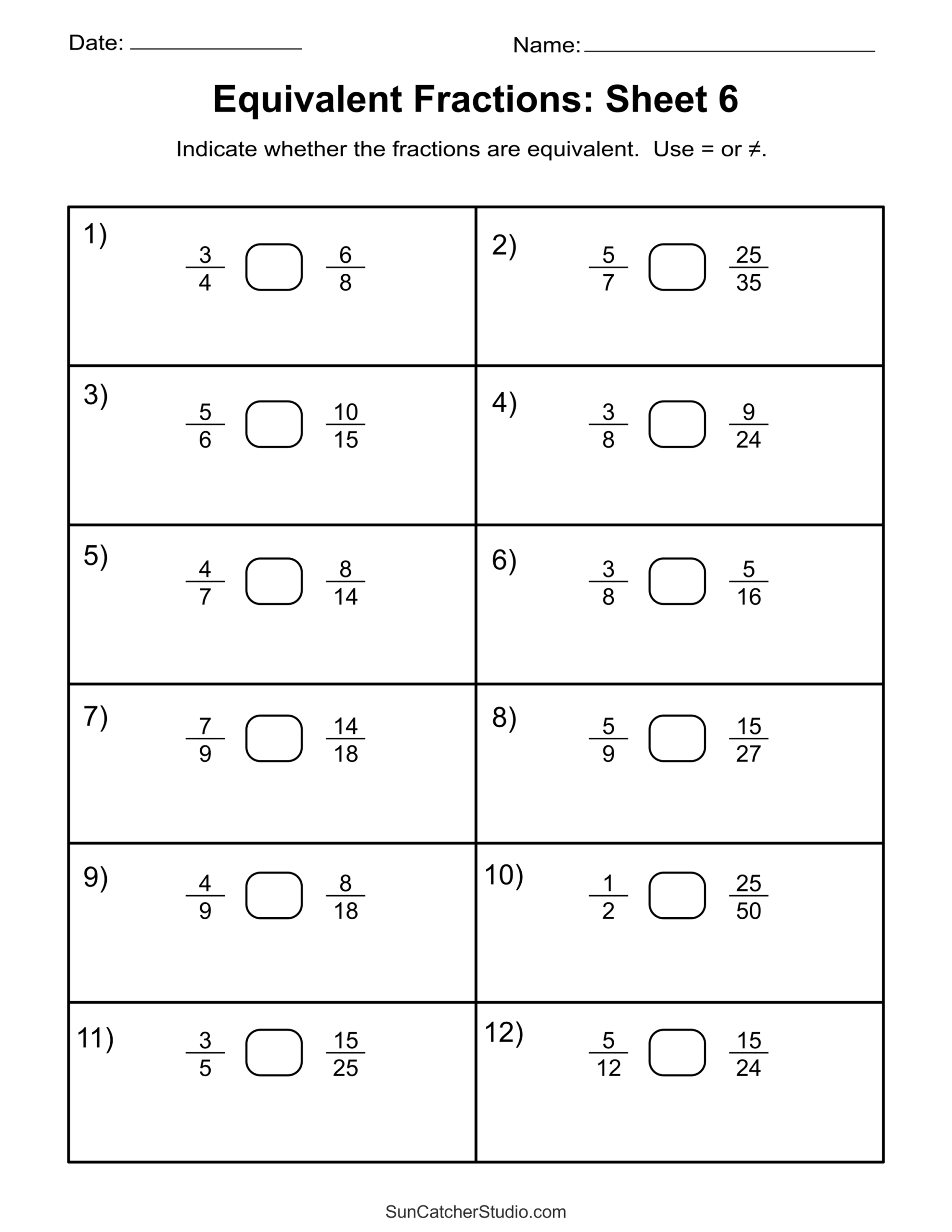 Free Printable Fraction Worksheets 4th Grade