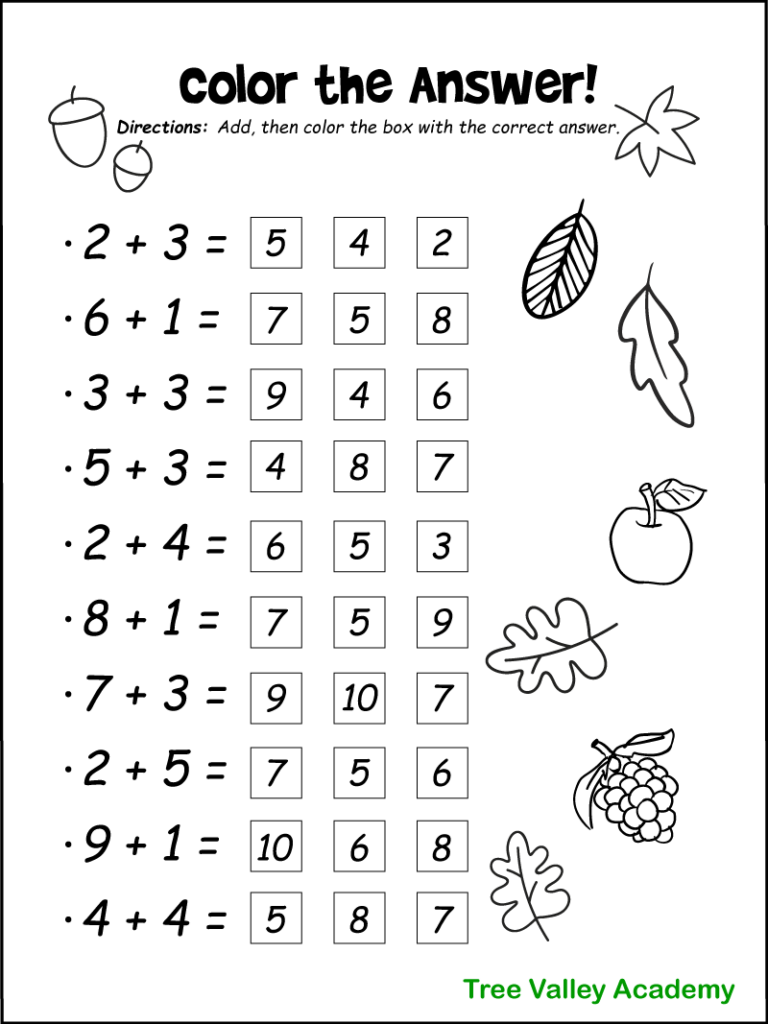 Math Printable Worksheets 1st Grade