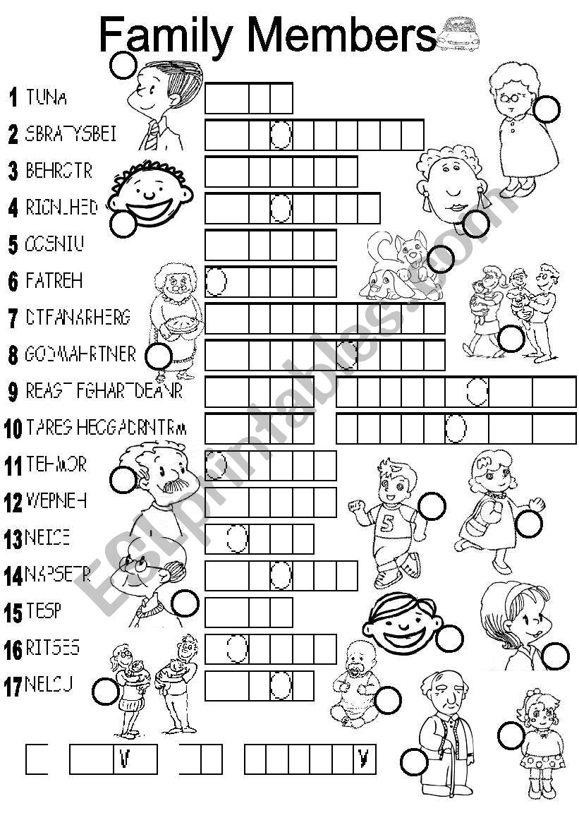 FAMILY MEMBERS PUZZLE ESL Worksheet By Im Lety