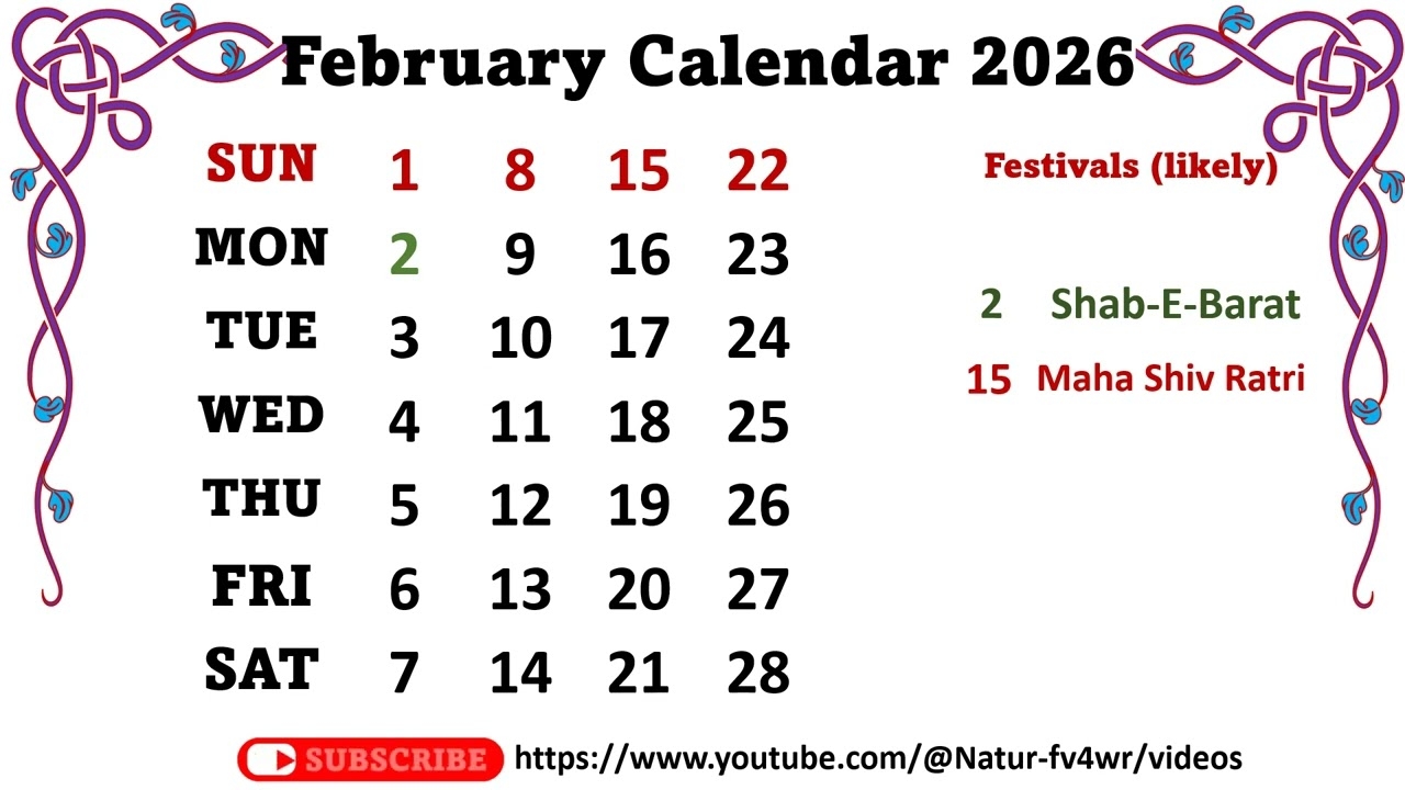 February Calendar 2026 februarycalender2026