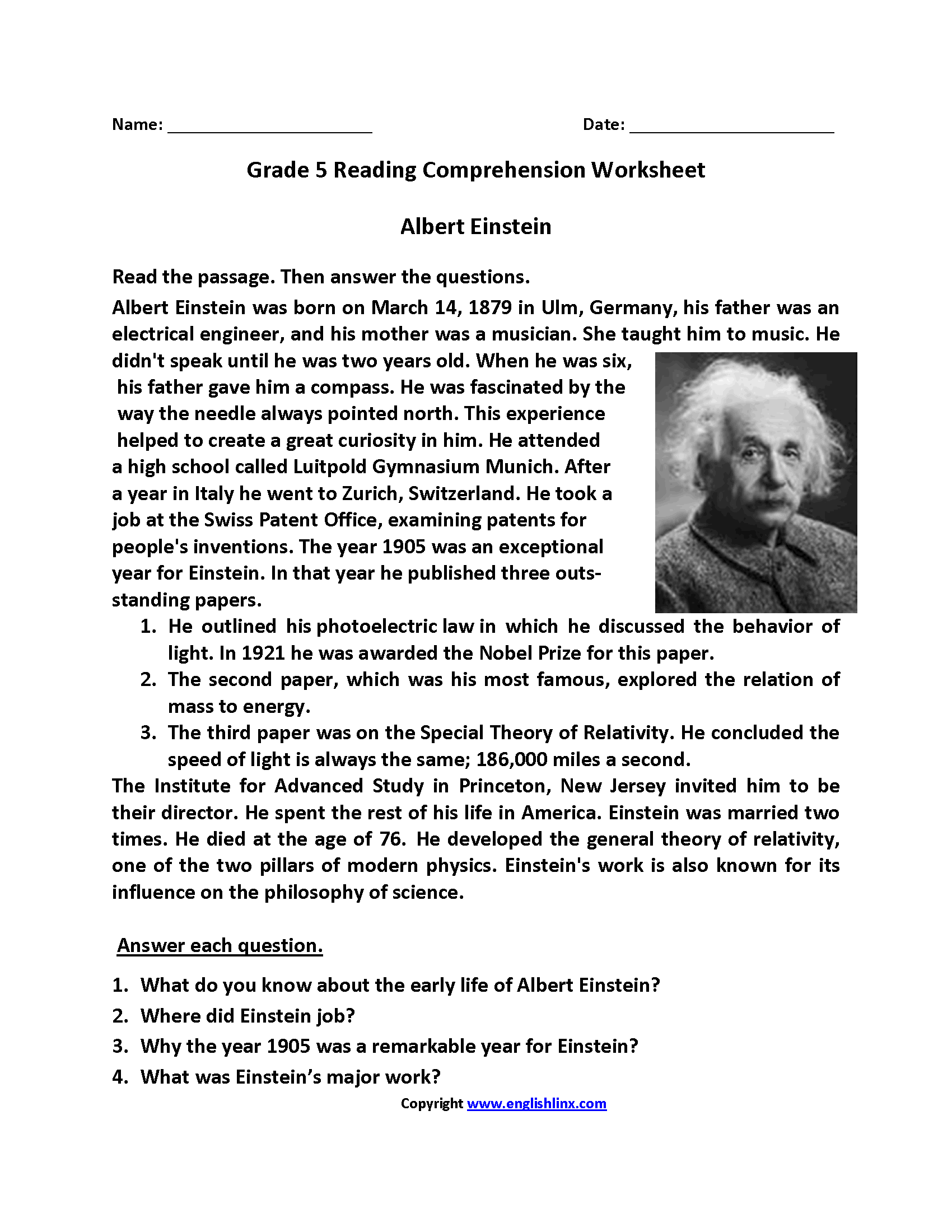 Fifth Grade Reading Worksheets Improve Fluency amp Vocabulary