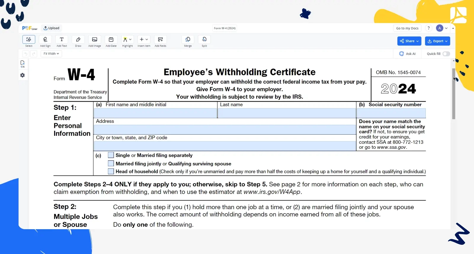Printable Form W-4