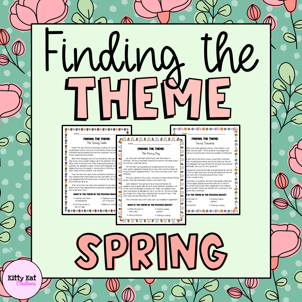 Finding The Theme Of A Story Teaching Theme Worksheets Spring 