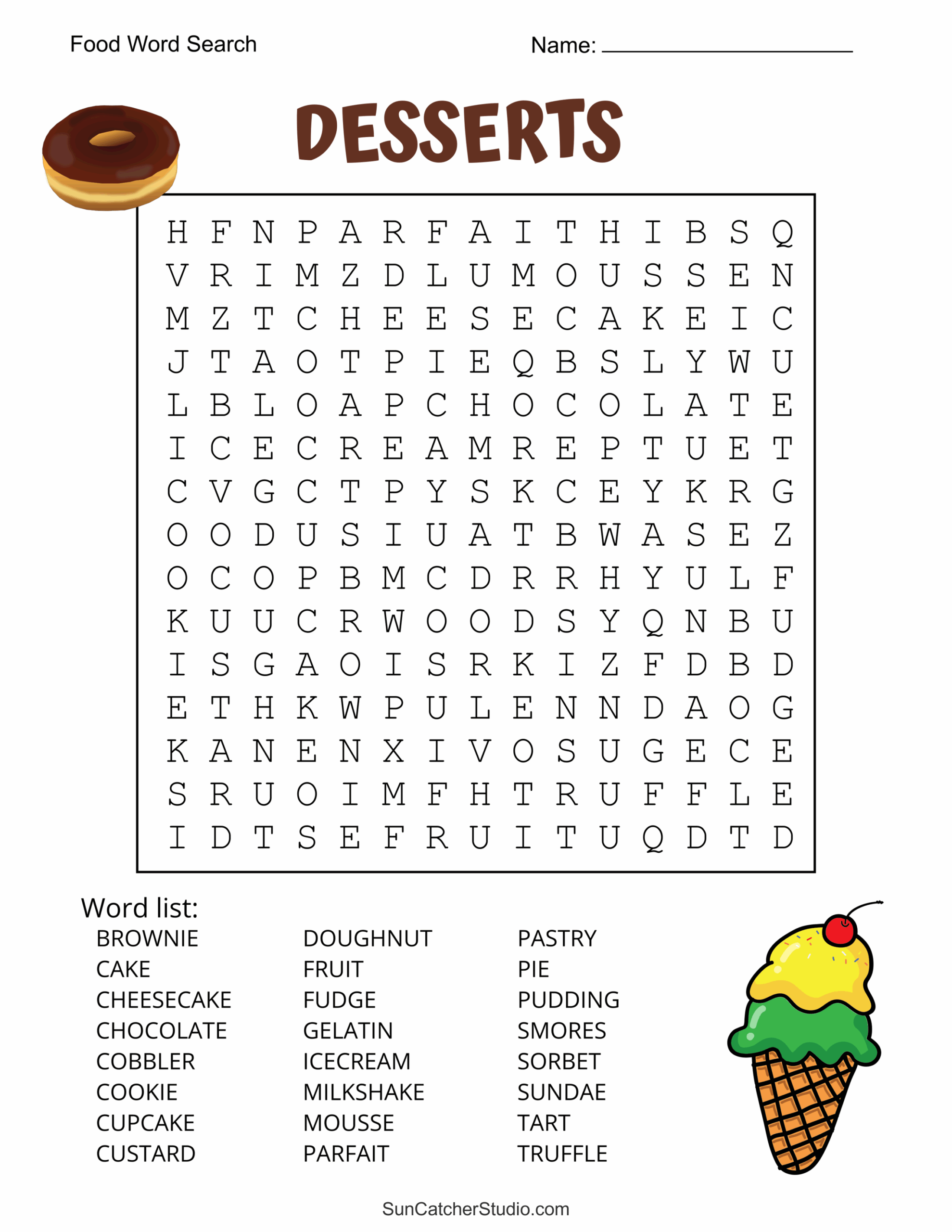 Word Search Food Printable