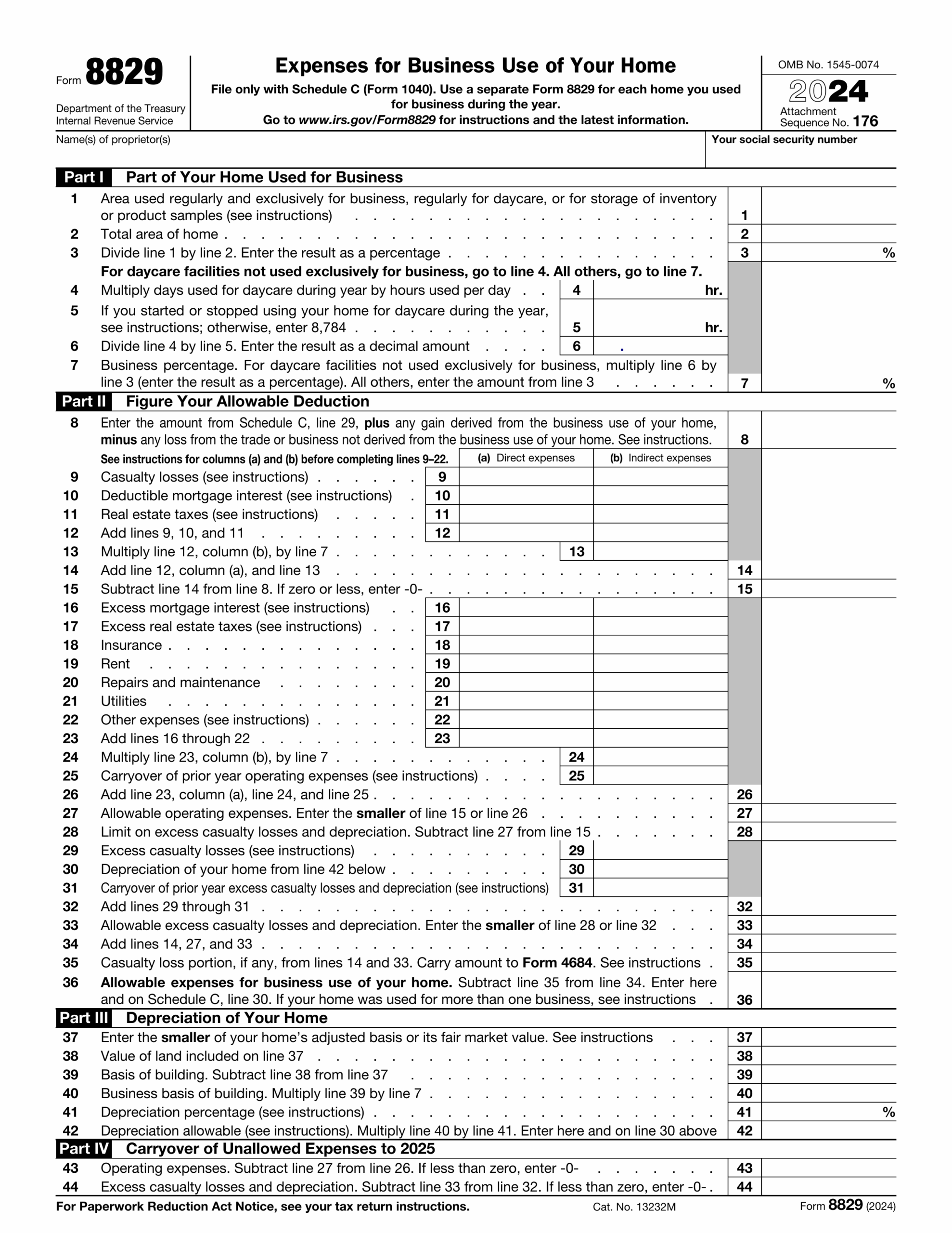 Filling Out Form 8829