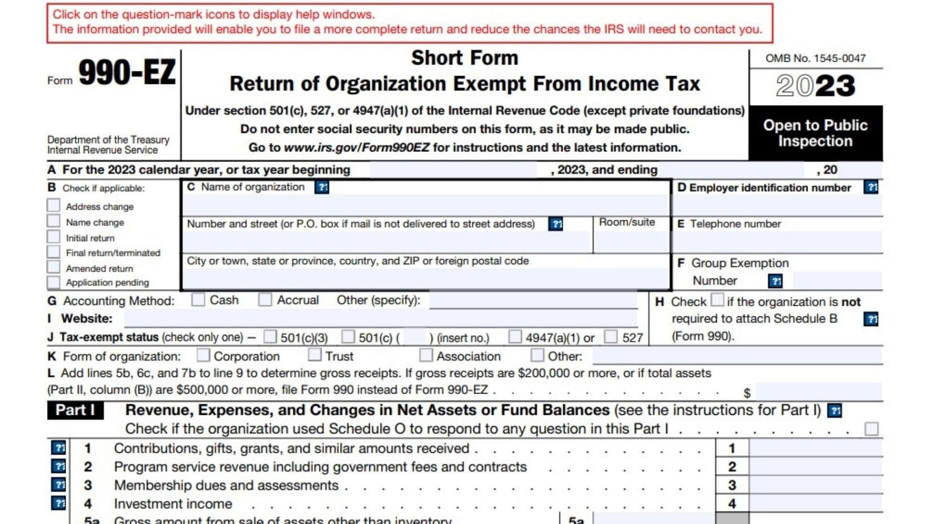 Form 990 EZ Instructions 2025 2026
