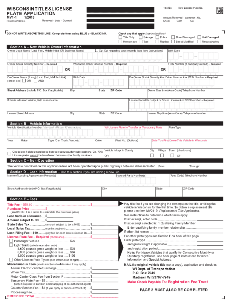 Form Mv 1 Pa Printable