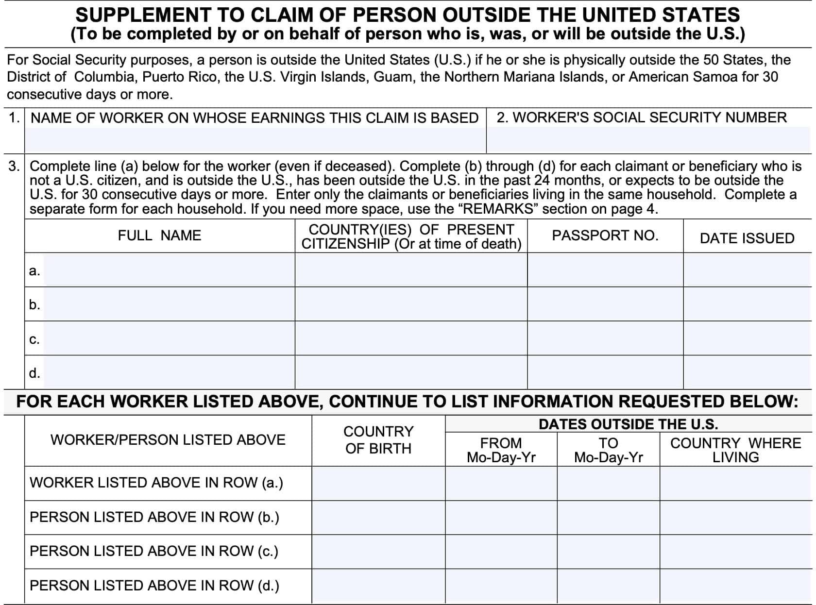 Form SSA 21 Instructions Overseas Social Security Claims