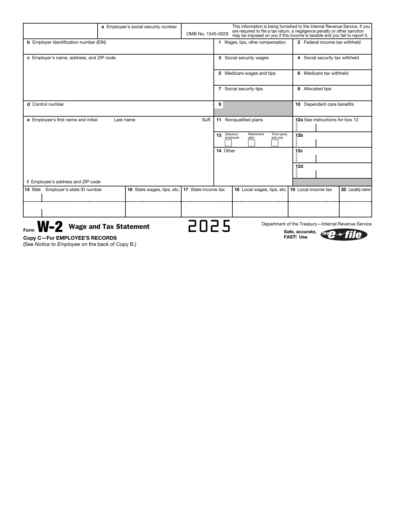 Form W 2 2025 Fill Sign Online Download amp Print No Signup