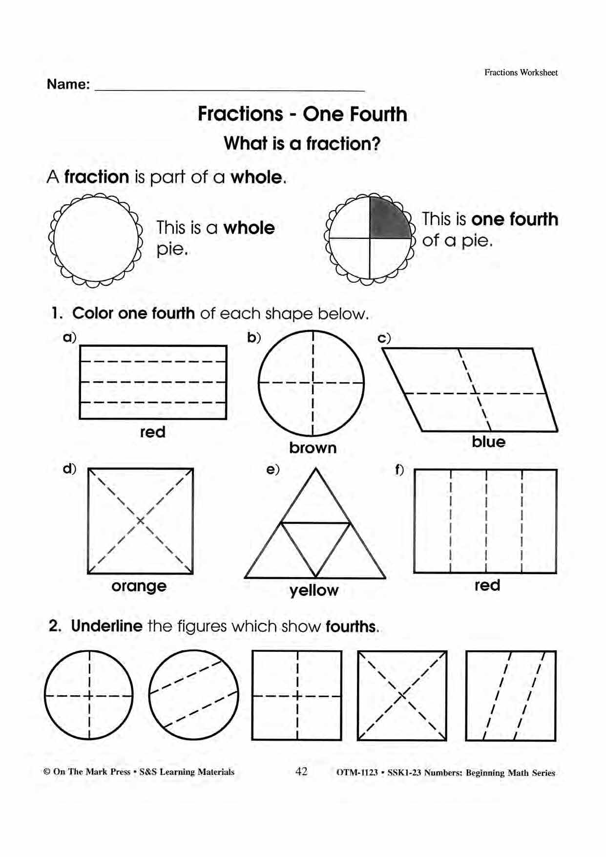 Fractions Worksheets Grades 1 3