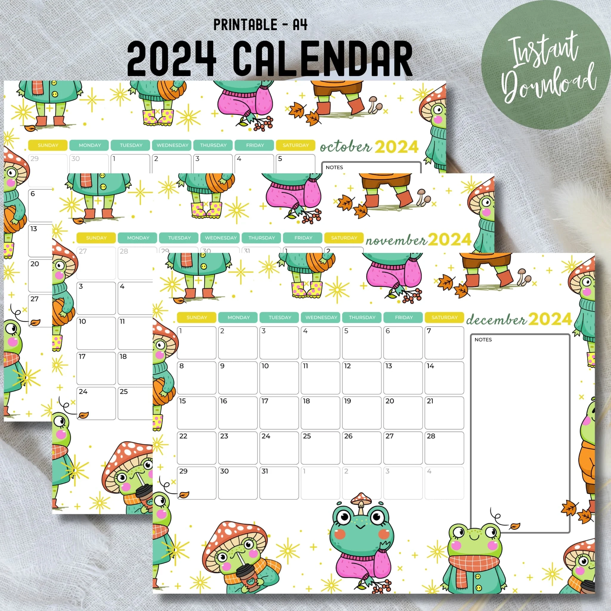  Free 2024 October November amp December Printable Calendar With 