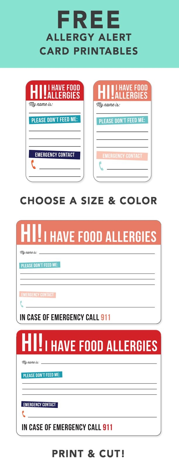 FREE ALLERGY ALERT PRINTABLES