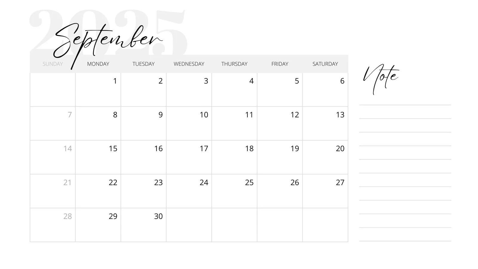 Free Printable September Calendars