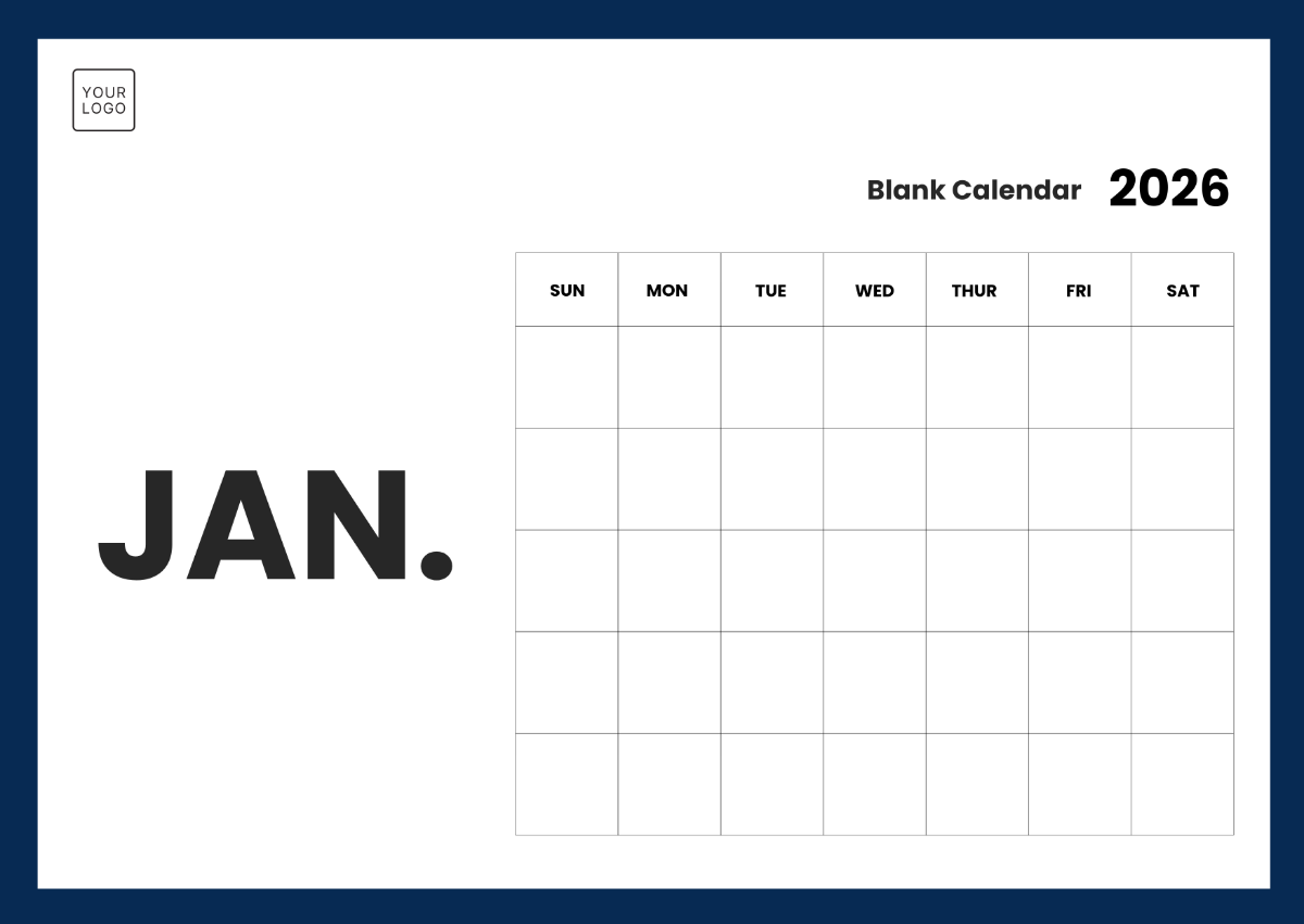 Blank Calendar Pages 2026