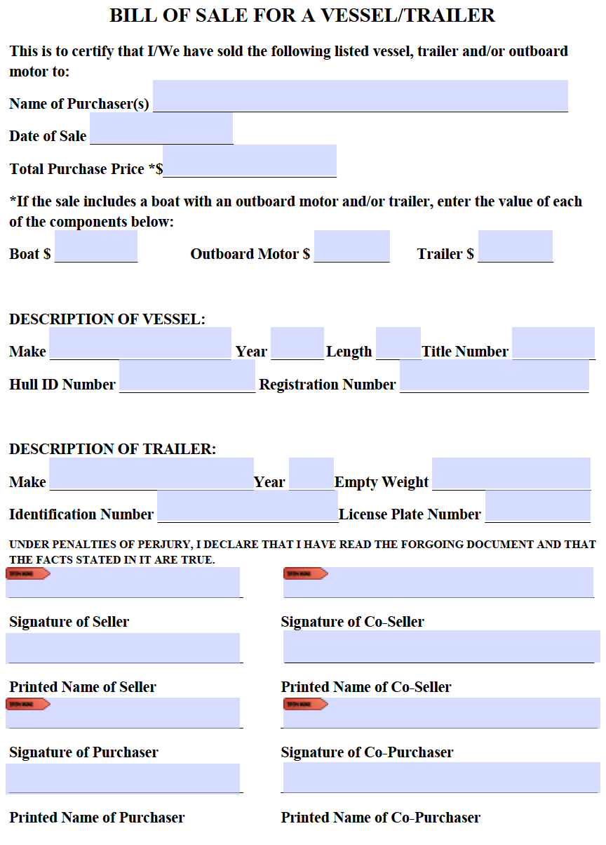 Free Printable Boat Bill Of Sale Template