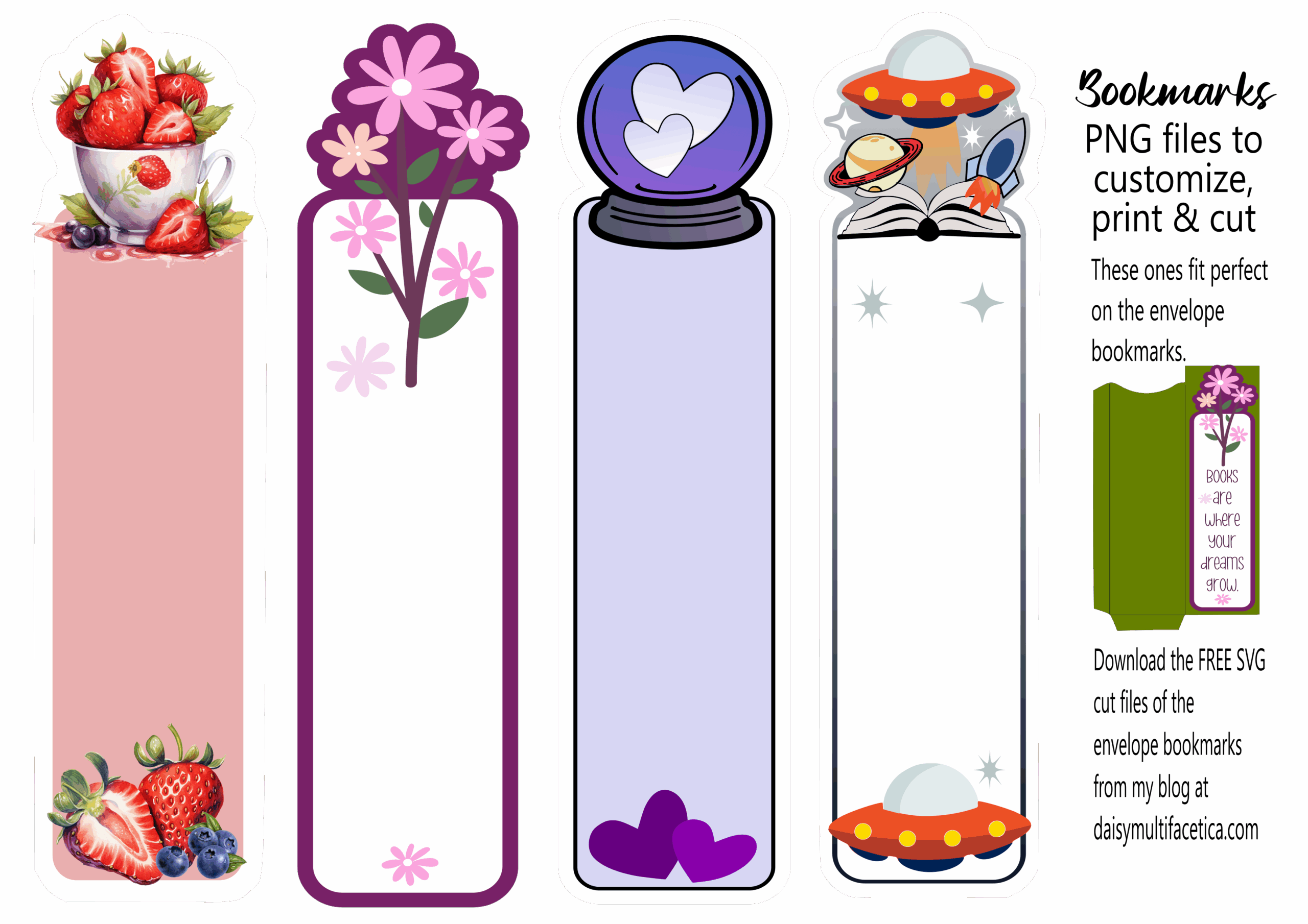 FREE Bookmark Templates SVG amp PNG For Cricut Printable Daisy 