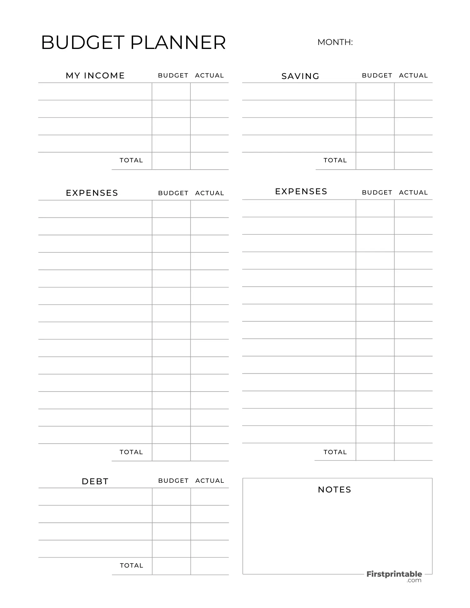 Free Budget Planner Templates Printable amp Fillable